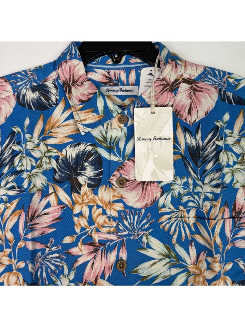 Tommy Bahama Men’s Large Uluru Fronds Camp Silk Hawaiian Shirt Blue Floral NWT